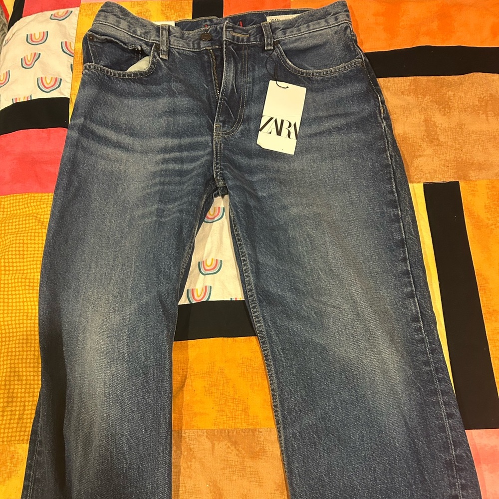 Zara Blue Relaxed Jeans with Classic Indigo Wash